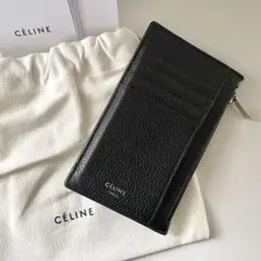 727箱付✨未使用級✨CELINE セリーヌ 折り財布 ロゴ シボ革 ブラック