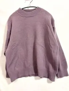 【大人可愛い】くすみパープル ゆったり 柔らかニットプルオーバー