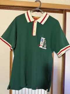 印 レフトアローン 緑 ポロシャツ テニス柄Tシャツ Mサイズ