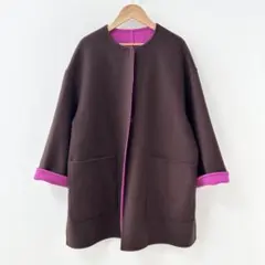 美品✨ユナイテッドアローズ　UBCB リバー バイカラーコート　ピンク×ブラウン
