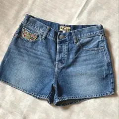 チチカカ 刺繍ポケット デニムショートパンツ M