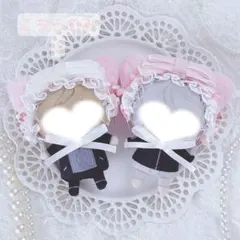 ヘッドドレス ねこみみ ピンク ホワイト 10㎝ぬい服