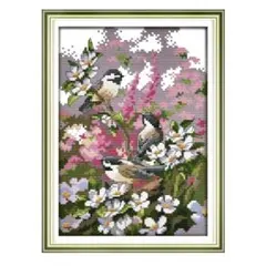 クロスステッチキット 14CT 図案印刷布 3羽の鳥