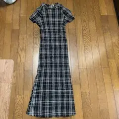 【新品未使用】Wacoal　インピュア　チェック柄 半袖　ロングワンピース M