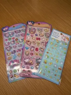 うるちゅるポップシール他　３枚セット まじかるみゅーちゃん フワフワらびちゃん