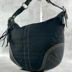 未使用級 コーチ ホーボー シグネチャー ワンショルダー ハーフムーン フリンジ