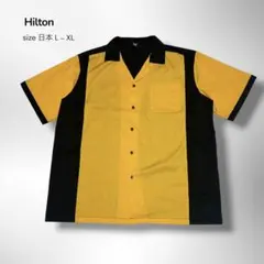 Hilton ボウリングシャツ L 黒黄 半袖開襟シャツ L ロカビリーのサムネイル