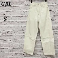 グレイル 【S】 ワイドデニムパンツ ウエストゴム ホワイト