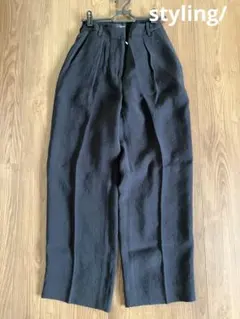 styling/ バックサテン　パンツ　ブラック