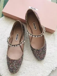 MIU MIUミュウミュウ⭐︎ラメ　フラットシューズ　22.5㎝