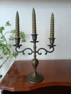 ✤まるこ様ご専用✤ブロンズ製 　3本キャンドルホルダー　キャンドル付き
