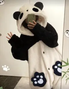 パンダ 着ぐるみ 着る毛布 ルームウェア パジャマ 暖か フリースガウン 冬用