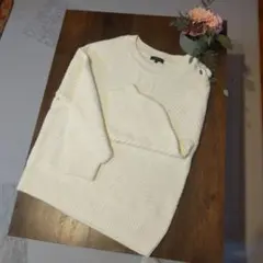 COMME CA ISM アイボリー ストライプニット 12-36C106