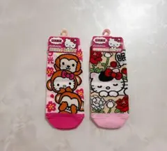【新品】日光限定 ハローキティ 靴下 2足セット 三猿 眠り猫 ご当地キティ