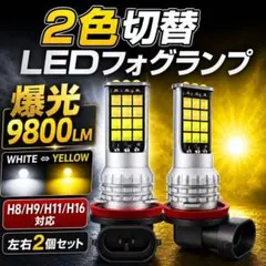 LEDフォグランプ 爆光 H8H11H16 2色切替 左右2個 送料無料