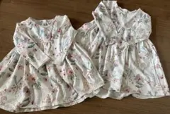 ⭐︎2着セット⭐︎next baby 花柄 長袖ワンピース　70、90姉妹コーデ