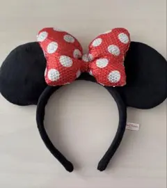 ディズニー ミニー カチューシャ スパンコール 赤