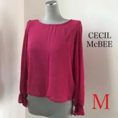 新品　CECIL McBEE セシルマクビー  ブラウス　ピンク　ドット　透け