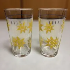 ELLE 花柄ガラスコップ 2個セット