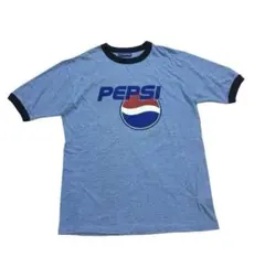 90s Pepsi リンガーTシャツロゴプリント 水色 紺ペプシのサムネイル