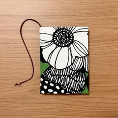 【 文庫本 】 ブックカバー アートフラワー グリーン