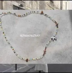 多色ビーズ 動物モチーフ ハンドメイド　ネックレス 35-40cm