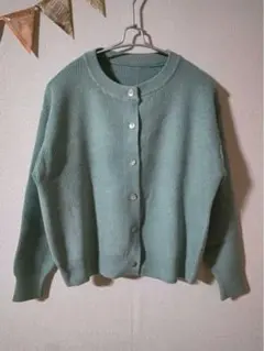 ミントグリーン ニットカーディガン 長袖　レディース フリーサイズ
