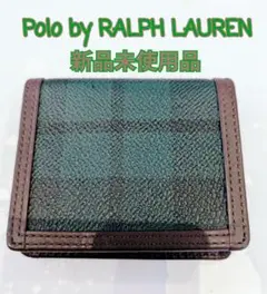 ラルフローレン　コインケース　チェック柄　グリーン　PVCレザー　新品未使用