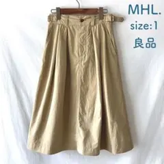 良品 MHL. コットンリネン ロング タック スカート サイズ1