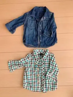 baby GAP デニム風シャツ&チェックシャツ70cm