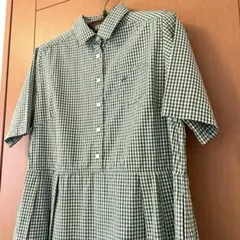 Sunny clouds 緑/白 ギンガムチェック 半袖シャツワンピース（MP）
