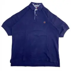 90s トミーヒルフィガー 月桂樹ロゴ ポロシャツ メンズ M 紺 古着