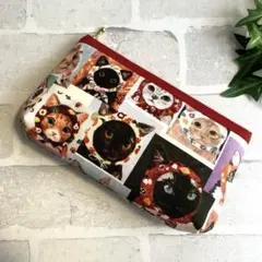 ハンドメイド 猫柄 ポーチ