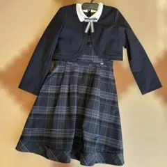 ネイビー チェック柄 フォーマルワンピース ジャケット付き　卒業式　卒服　スーツ