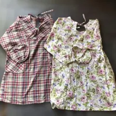 チェック柄・花柄 割烹着 2点セット