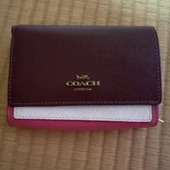 COACH 二つ折り財布 ブラウン/ピンク/ホワイト