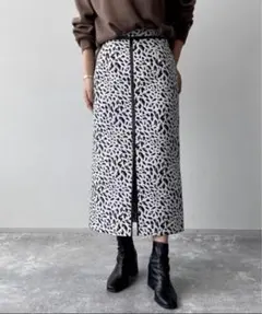 【試着飲み】PAGEBOY レオパードジャガードナロースカート ロングスカート