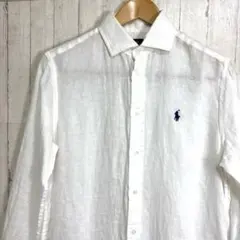 【極美品】ポロラルフローレン リネンシャツ ポニーロゴ 刺繍 長袖