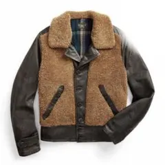22SS RRL ダブルアールエル シアリング レザー ジャケット グリズリー