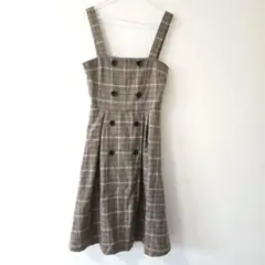 イング　ブラウンチェック　ジャンスカ　ワンピース