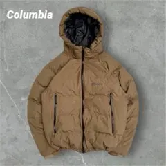 【トレンド】Columbia ダウンジャケット　ベージュ　刺繍　ドローコード　L