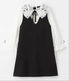 green label relaxing ポンチレース襟付き黒ワンピース新品