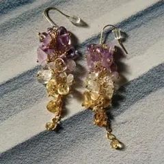 アメトリンのグラデーションロングピアス