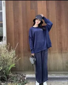 【mimichaton】ミミシャトン　over knit navy ニット