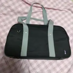 スクールバック　イーストボーイ　肩がけバック　パープル刺繍　黒　スクバ