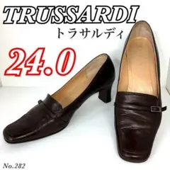 トラサルディ レザー ローファーパンプス ダークブラウン 24.0cm