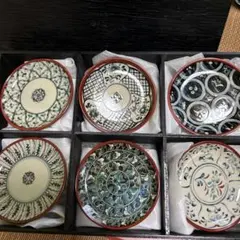 ★お値下げ　新品　美濃焼　幸泉窯　染錦絵変わり小皿6枚セット★