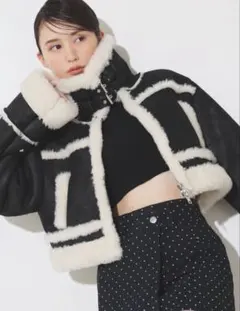 EMODA ショートフェイクムートンブルゾン 【ブラック】