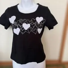 ハート柄 黒 半袖Tシャツお値下げ