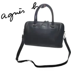 【美品】アニエスベー　レザー　2way ショルダーバッグ　ミニボストンバッグ　黒